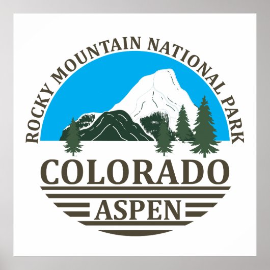 Poster Station de ski Colorado Aspen ciel bleu (Devant)