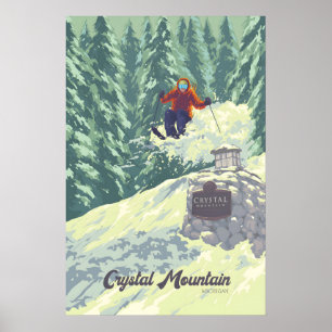 Poster Station de ski Crystal Mountain Michigan USA Voyag