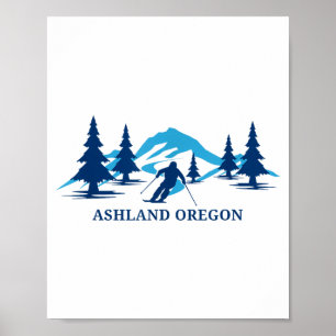 Poster station de ski d'Ashland oregon skieur ski