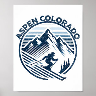 Poster station de ski d'Aspen colorado ski hivernal