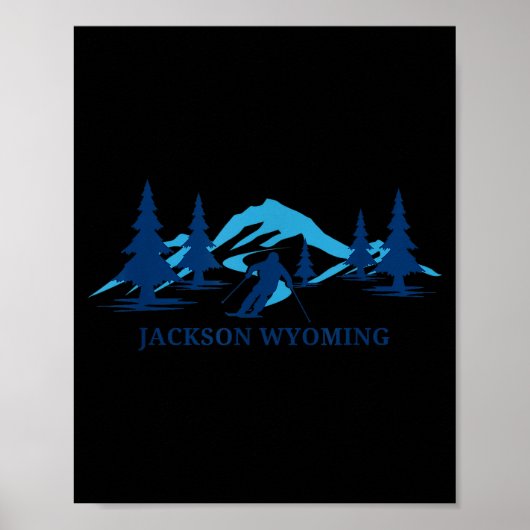 Poster Station de ski de Jackson wyoming ski skieur (Devant)