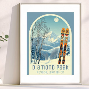 Poster Station de ski Diamond Peak Nevada Lake Tahoe