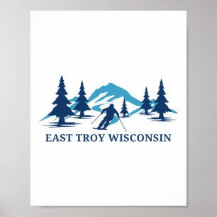 Poster Station de ski East Troy Wisconsin Skieur Ski