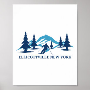 Poster Station de ski Ellicottville New York Ski Skieur