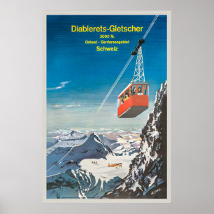 Poster Station de ski Glacier Les Diablerets Suisse