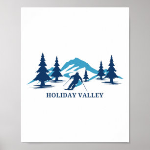 Poster Station de ski Holiday Valley New York Ski Slalom