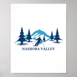 Poster Station de ski Nashoba Valley Machusetts Skieur Sk