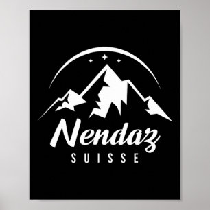 Poster Station de ski Nendaz Suisse Ski Snowboard