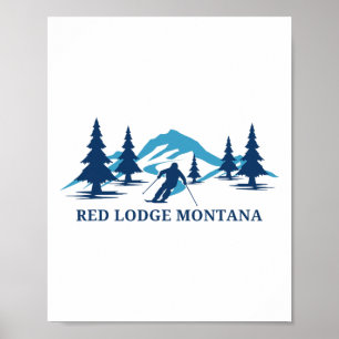 Poster Station de ski Red Lodge Montana Skieur Ski 