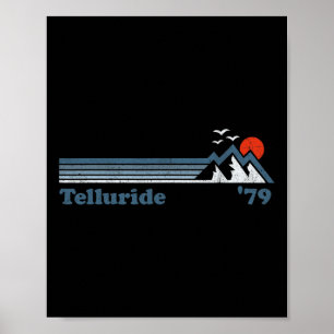 Poster Station de ski Retro Telluride Colorado Snowboard 