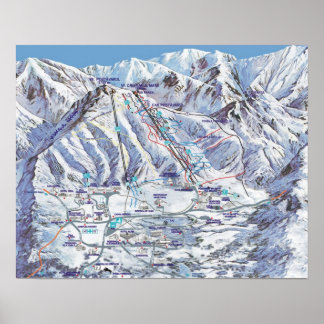 Poster Station de ski, Roumanie, Piana Brasov, carte