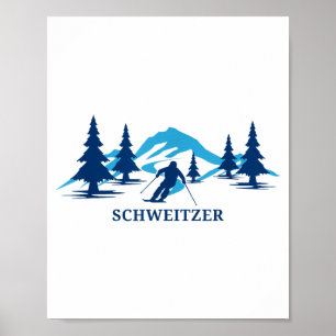 Poster station de ski schweitzer idaho skieur ski