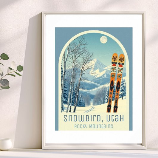 Poster Station de ski Snowbird Utah montagnes rocheuses