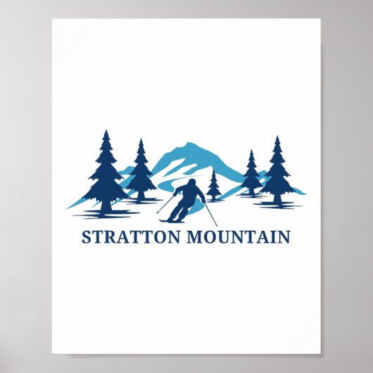 Poster Station de ski Stratton Mountain Vermont Ski Skiur (Devant)