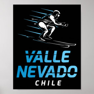 Poster Station de ski Valle Nevado Chili Ski rétro