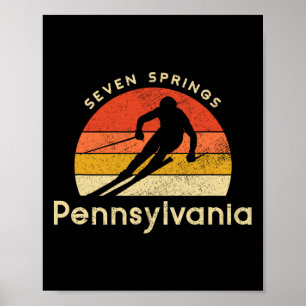 Poster Station de ski vintage Seven Springs Pennsylvanie