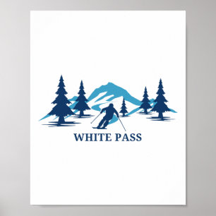 Poster Station de ski White P Washington Skieur Ski 