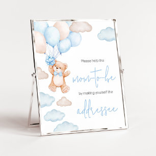Poster Station d'enveloppe de Baby shower à ballons bleu