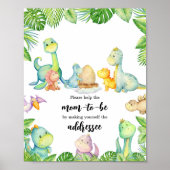 Poster Station d'enveloppe de Baby shower Cute Dinosaur (Devant)