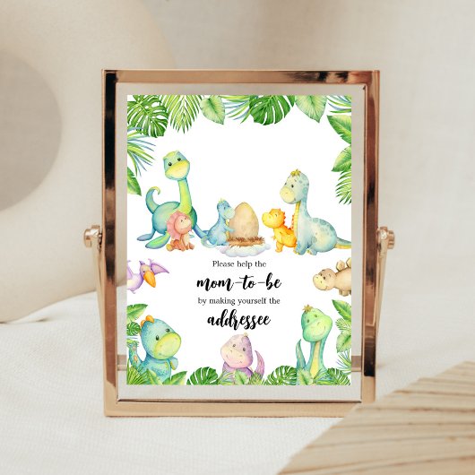 Poster Station d'enveloppe de Baby shower Cute Dinosaur