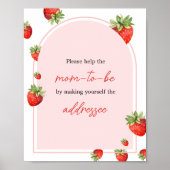 Poster Station d'enveloppe du Baby shower de fraises roug (Devant)