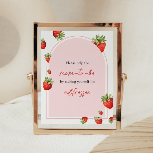Poster Station d'enveloppe du Baby shower de fraises roug