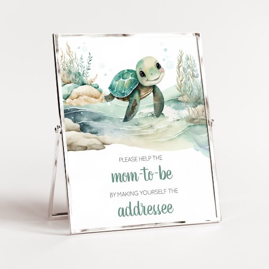 Poster Station d'enveloppe du Baby shower de la tortue de