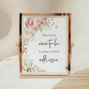 Poster Station d'enveloppes de Baby shower rose Dusty