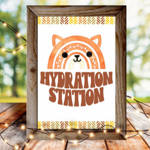 Poster Station d'hydratation 4x6 Boho Woodland Fox Annive
