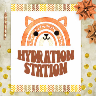 Poster Station d'hydratation 8x10 Boho Woodland Fox Anniv