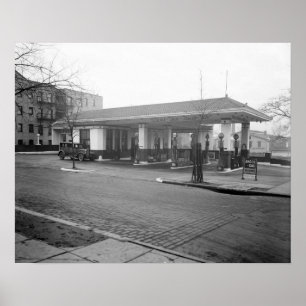 Poster Station-service Amoco, 1925. Photo vintage