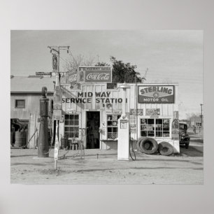 Poster Station-service Midway, 1939. Photo vintage