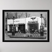 Poster Station-service Sunoco noir et blanc Imprimer 13 x (Devant)