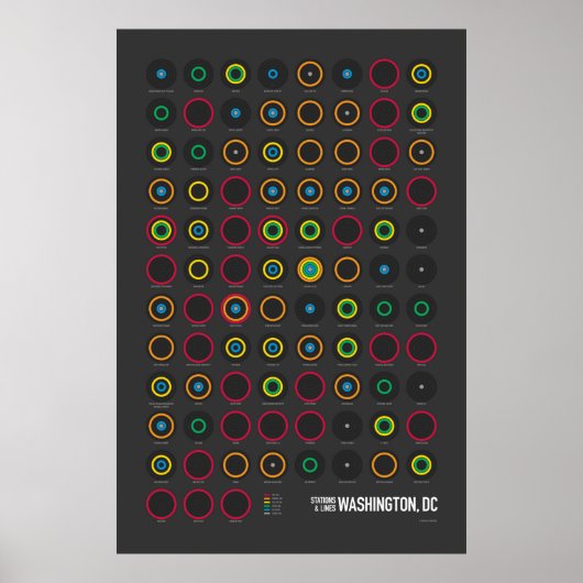 Poster Stations et lignes : Washington, DC (Dark) (Devant)