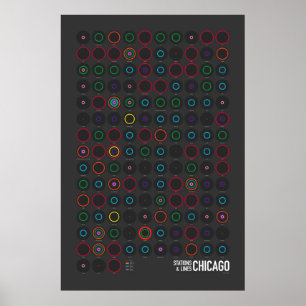 Poster Stations & Lignes : Chicago (Sombre)