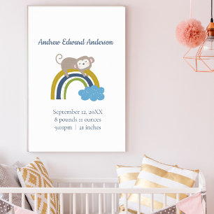 Poster Statistiques de naissance Arc-en-ciel Boho Nouveau