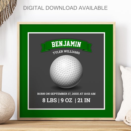 Poster Statistiques de naissance de bébé balle de golf mo