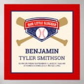 Poster Statistiques de naissance de bébé baseball Cute Li (Devant)