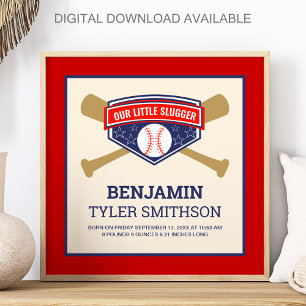 Poster Statistiques de naissance de bébé baseball Cute Li