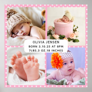 Poster Statistiques de naissance de bébé Collage de quatr