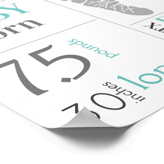 Poster Statistiques de naissance de bébé Empreinte de pie (Coin)