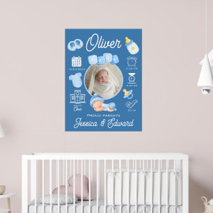Poster Statistiques de naissance de bébé garçon mignon bl