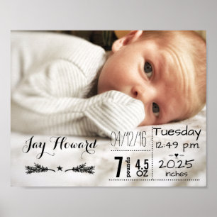 Poster Statistiques de naissance de bébé Photo souvenir d