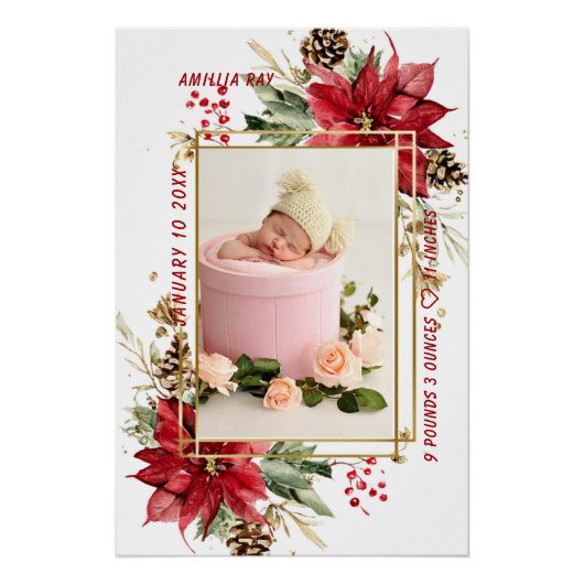Poster Statistiques de naissance de bébé Photo Souvenir d (Devant)