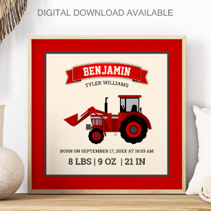 Poster Statistiques de naissance de bébé tracteur de ferm