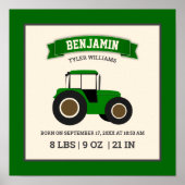 Poster Statistiques de naissance de bébé tracteur de ferm (Devant)