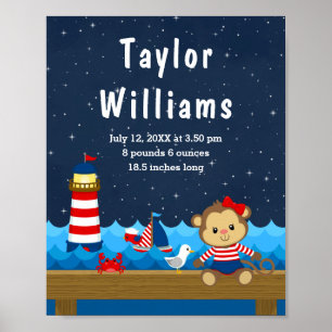 Poster Statistiques de naissance de la Marine Rouge de Si