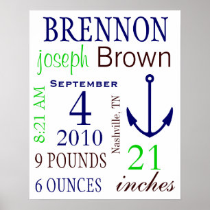 Poster Statistiques de naissance du garçon