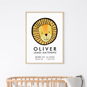 Poster Statistiques de naissance du lion mignon