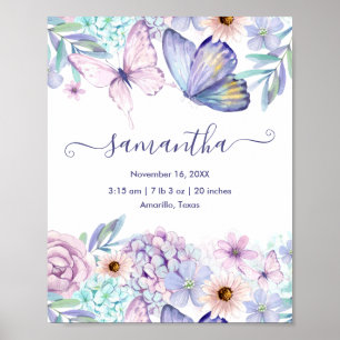 Poster Statistiques de naissance florale sur papillon de 